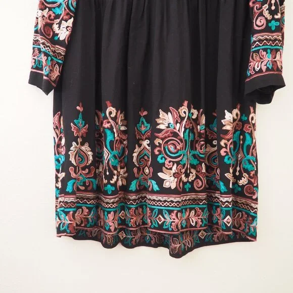 Anthropologie Floreat Black Embroidered Avery Dress sz L - Picture 7 of 10